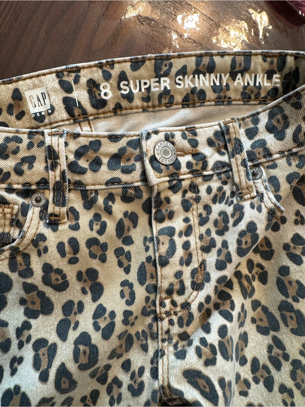 GAP Super Skinny Ankle Jeans - Leopard Print Tan & Black